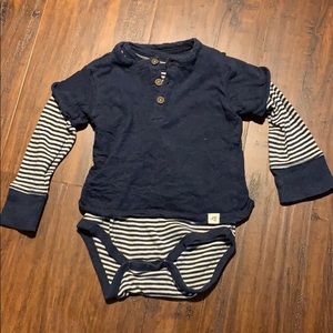 Organic burts bees long sleeve onsie 12 month navy